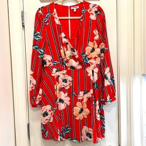 Express Orange Floral Dress Above the Knee Mini Office, Wedding, etc szM